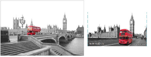 Comparison of the two images, where one was found in violation of the other's copyright monopoly